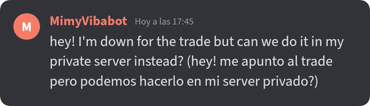 Discord chat — scammer 1